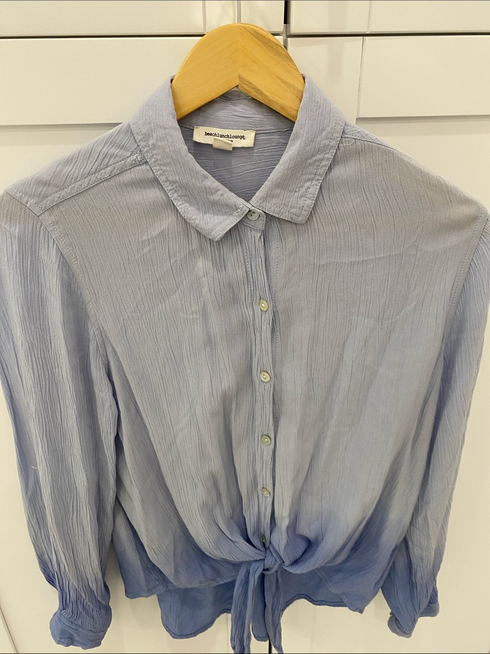 beachlunchlounge Light Blue Ombre Button-Tie Blouse